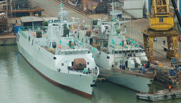 資料圖：中國已下水的兩艘056護(hù)衛(wèi)艦。
