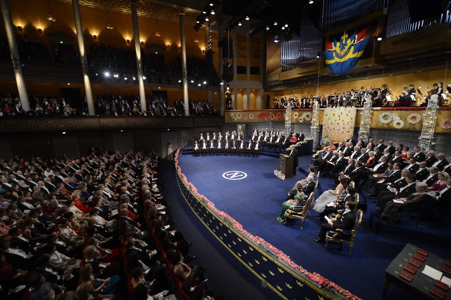 當?shù)貢r間12月10日，2012年諾貝爾和平獎頒獎儀式在奧斯陸市政廳舉行。