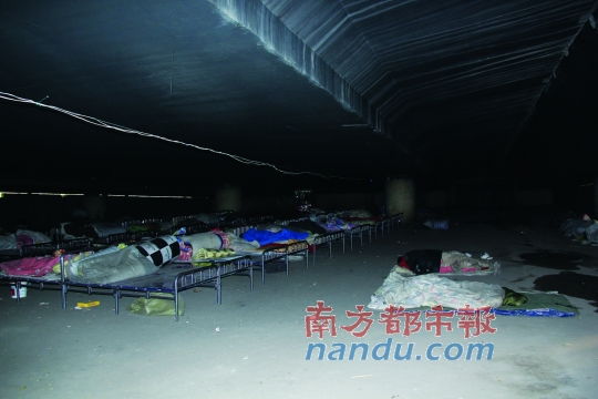 鄭州市中州大道鄭汴路口的民工安置點(diǎn)位于橋洞里。