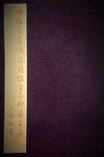  王菲書寫經(jīng)書封面。